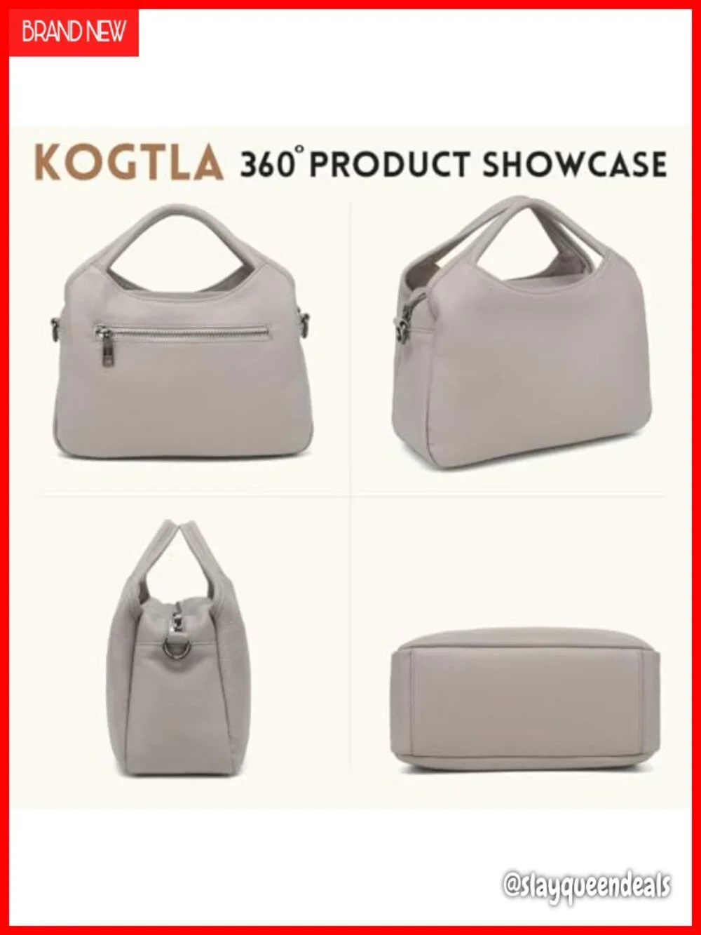 Genuine Leather Hobo Tote Satchel with Detachable Strap - 5 Pockets Purse for